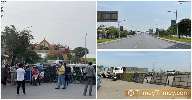 ទិដ្ឋភាពនៃការបិទខ្ទប់រាជធានីភ្នំពេញ និងក្រុងតាខ្មៅ ដើម្បីទប់ស្កាត់កូវីដ-១៩ 