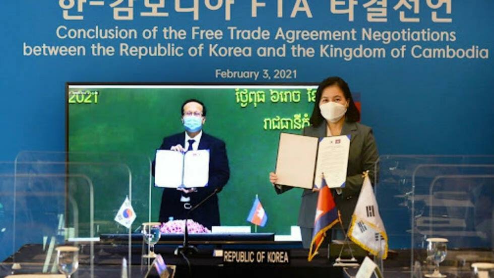 FTA កម្ពុជា-កូរ៉េខាងត្បូងនឹងធ្វើពិធីប្តូរសារគ្នាតាមប្រព័ន្ធអនឡាញទាំងស្រុង